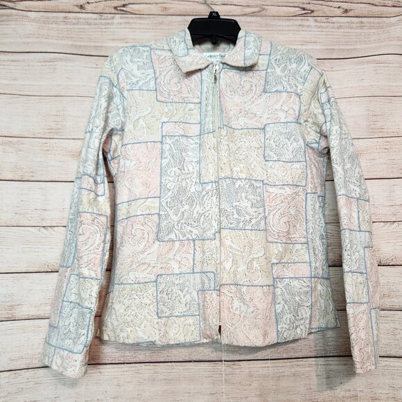 Coldwater Creek Quilted Pastel Patchwork Jacket Zipper Women's Size Small - Picture 1 of 16